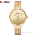 Curren 9024 de alta calidad, nuevo diseño, regalo para mujer, reloj elegante, reloj de pulsera de cuarzo a la moda para mujer, reloj femenino